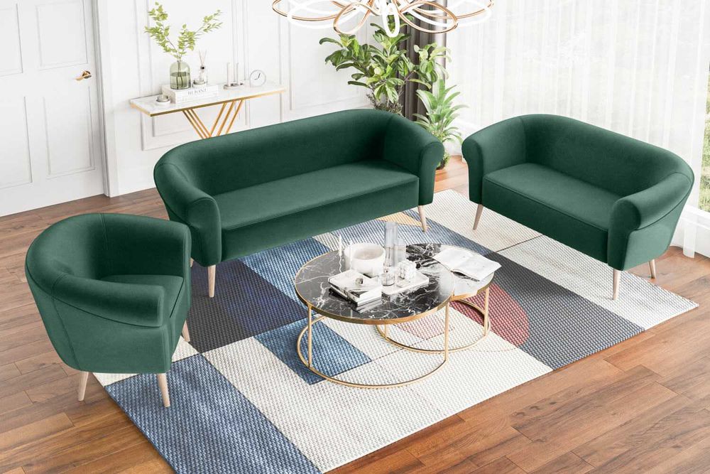 Sofa tapicerowana dwuosobowa do salonu na nóżkach skandynawska ESPER