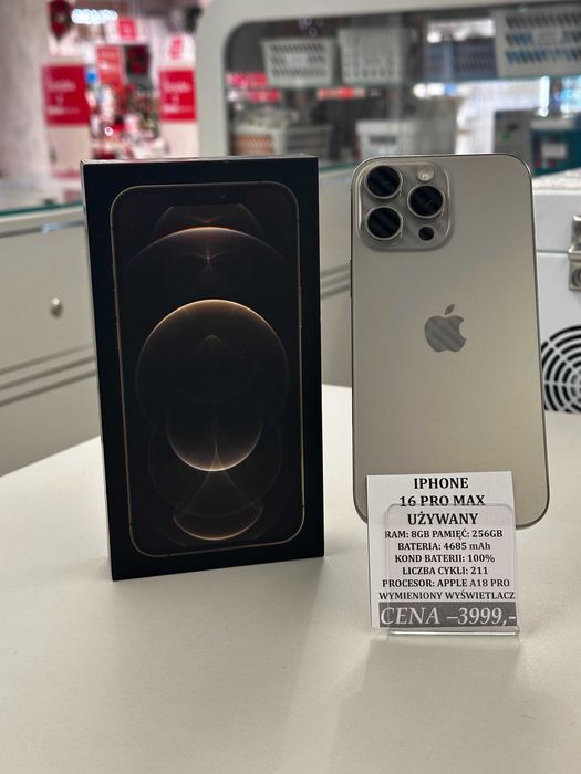 iPhone 16 Pro Max 256GB Bat 100% Topcase Vivo *Raty 0%