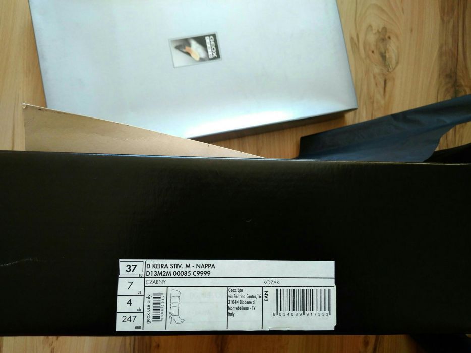 Kozaki skórzane Geox 37 obcas czerwona podeszwa