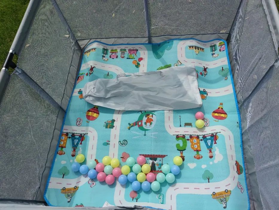 Kojec Dla Dzieci 126X126 Z Koszem Suchy Basen 30 Piłek + Mata + Torba