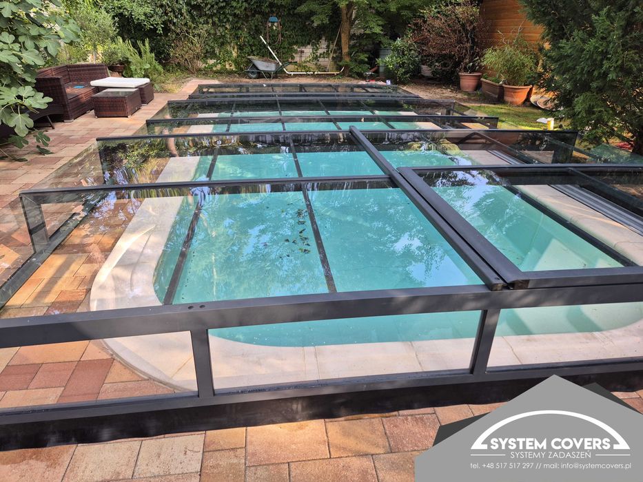 Zadaszenie basenowe basenu przykrycie 370 x 640 x 55 cm