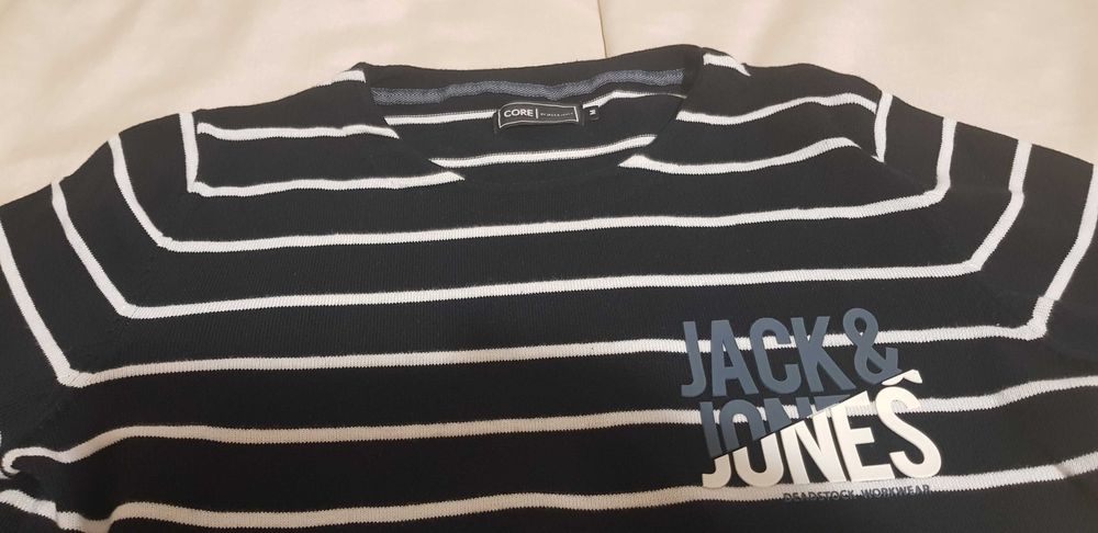 Camisola polo Jack & Jones riscas pretas e brancas