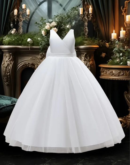 Нарядне біле пишне бальне плаття 122-128