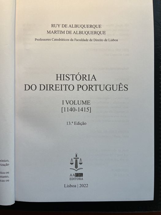 História do Direito Português I - Ruy de Albuquerque