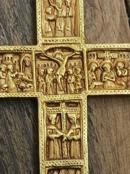 Antiguidades/Coleções Crucifixo Bizantino em Bronze Dourado – Leitão & Irmão (Estilo)