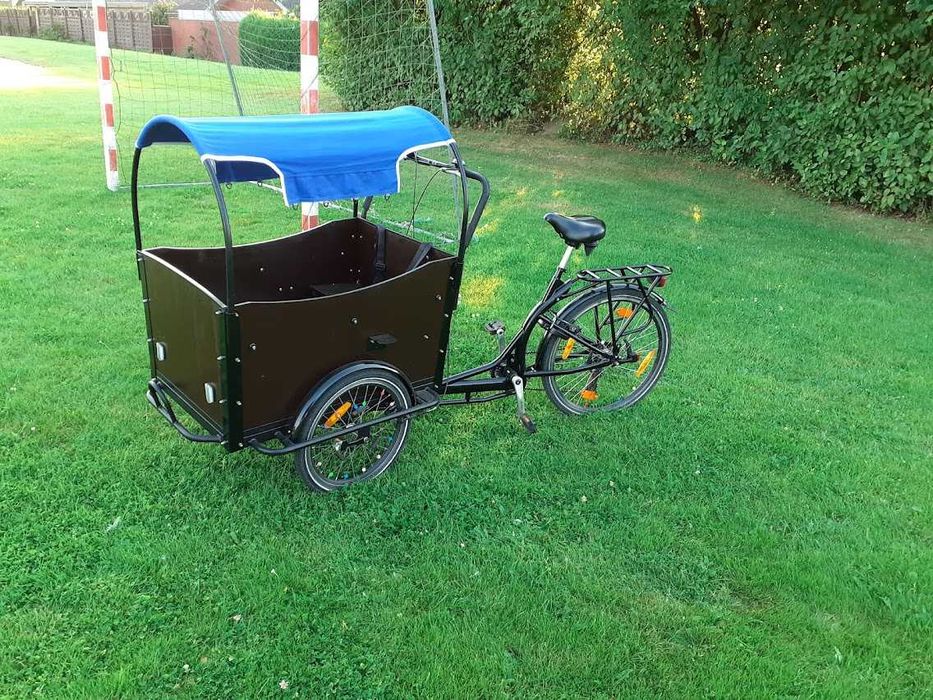 Rower riksza gondola cargo dla dzieci transportowy cargo