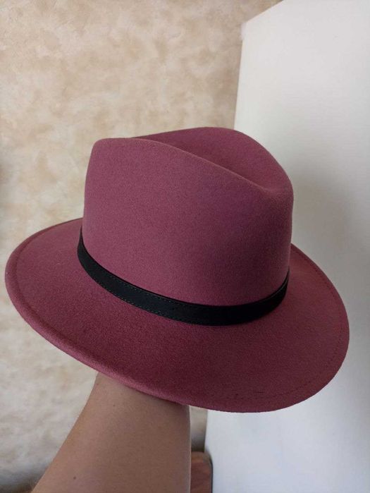 Шерстяная женская черная шляпа, красная шляпка, капелюх, 100% шерсть