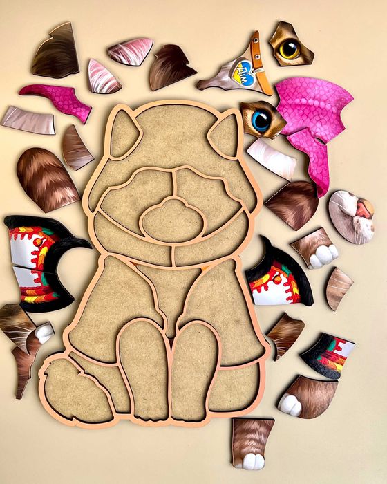 Drewniane puzzle konturowe «Kot»