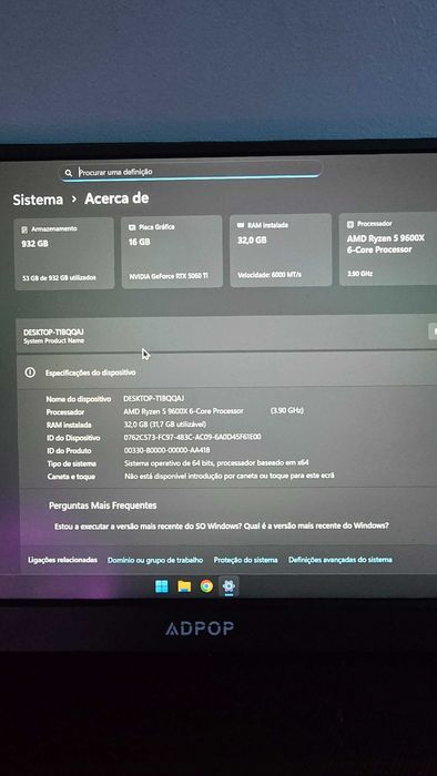 PC Gaming NOVO- AMD 9600X + RTX 5060 Ti 16Gb – 32GB DDR5 – NVMe 1TB