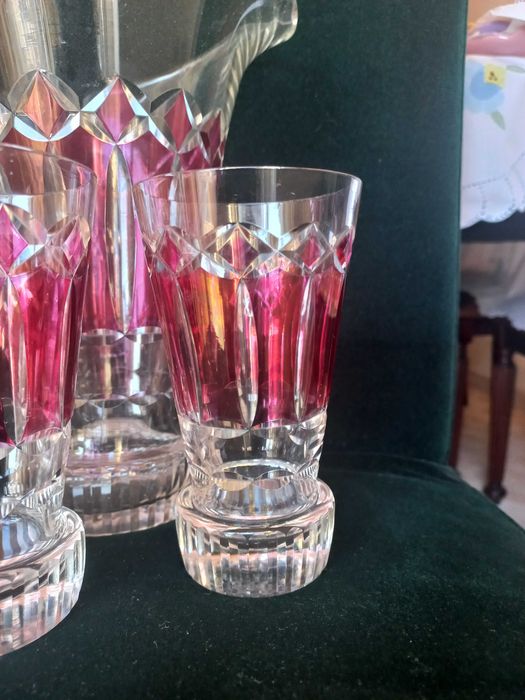 Jarro rosa c/ 6 copos