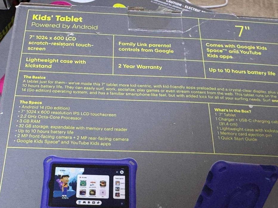 Onn Kids Tablet 7 (2024) • 3/32GB • Android 14 • 8-ядерний • бампер