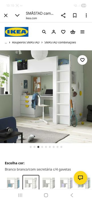 Beliche com roupeiro e secretária