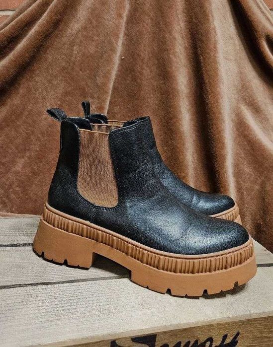 Челси-ботинки демисезонные LC Waikiki черные с контрастной вставкой