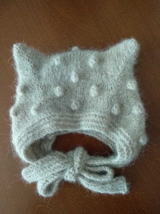 Czapka czapeczka kotek beż