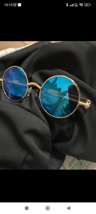 Hit okulary lenonki okrągłe unisex retro gold
