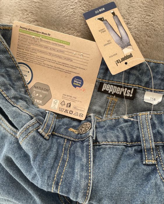 Spodnie jeansowe dziewczęce Mom Fit 158 cm, 12-13 lat