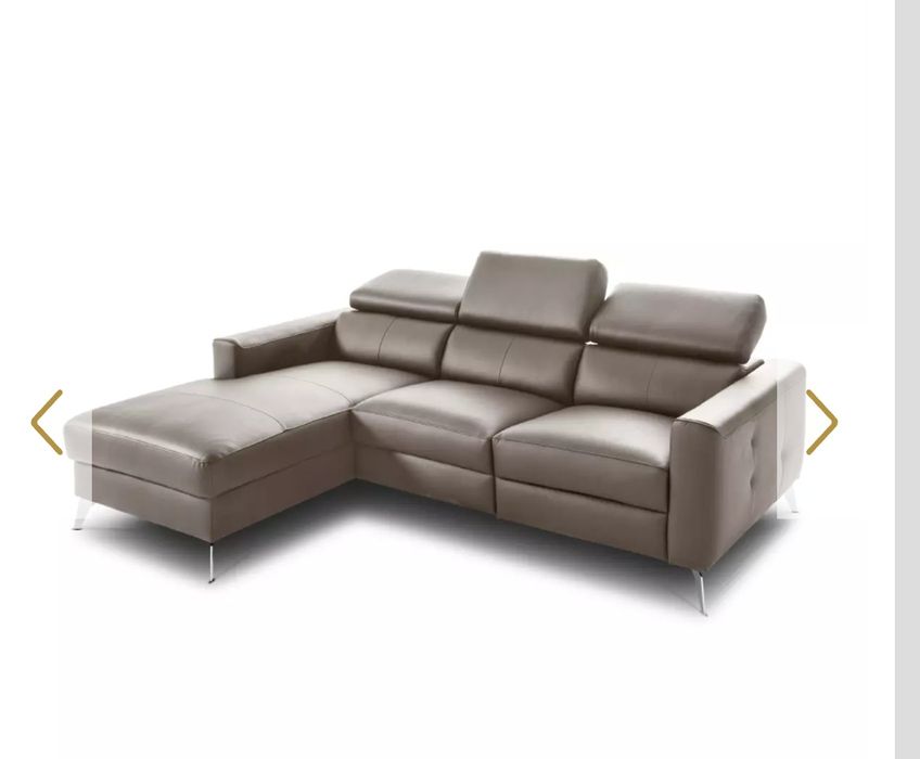 Narożnik skórzany z funkcją relax szary/siwy skóra