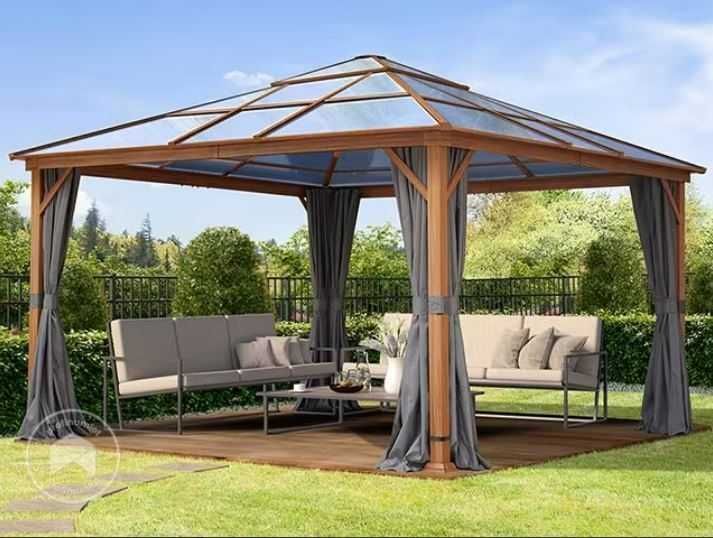 Pawilon ogrodowy Hardtop Forest Deluxe,ciemnoszary 4x4 m w optyce dębu