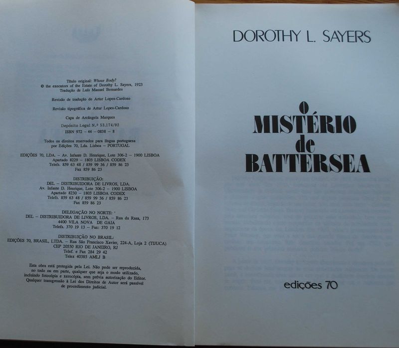 O Mistério de Battersea de Dorothy L. Sayers