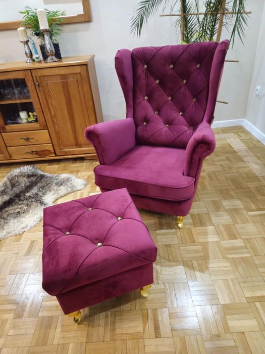 Fotel Uszak bujak skandywski w każdej tkaninie wybranej przez klienta