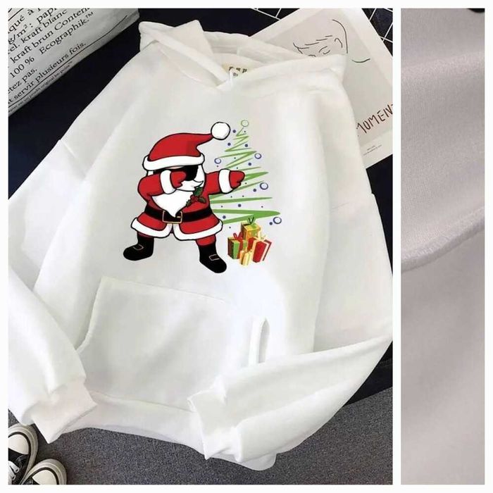 Новий теплий Новорічний худи Санта Клаус на флісі, оверсайз,  р.XL