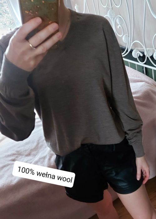 Wełniany beżowy toupe sweter Hackett 100% wełna merino wool