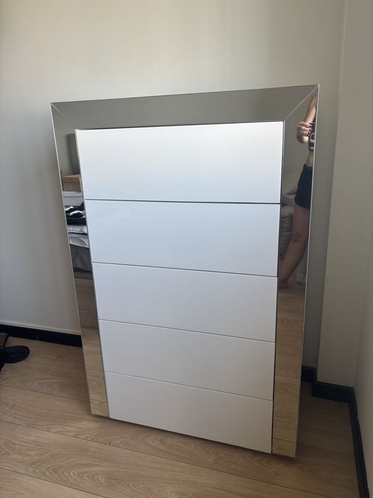 Mobilia quarto - Comoda de quarto de luxo branca e espelhada