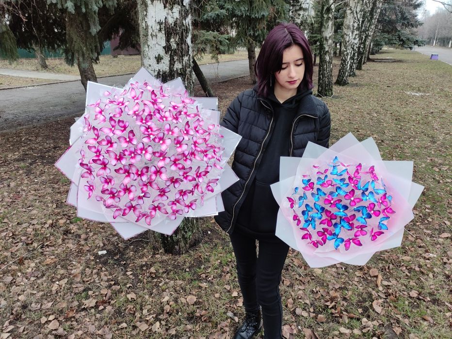 ХІТ Букет з метеликів, ромашок, Квіти на подарунок, сюрприз, бабочки