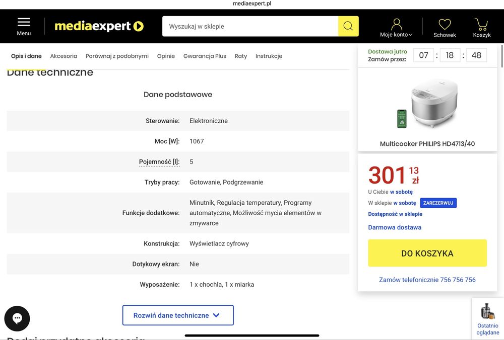 Multicooker PHILIPS HD4713/40 faktyczne nowy