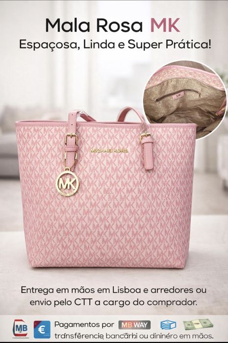 Mala M K rosa espaçosa