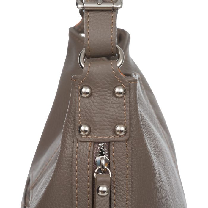 VERA PELLE torebka skórzana elegancka worek z paskiem V566 camel