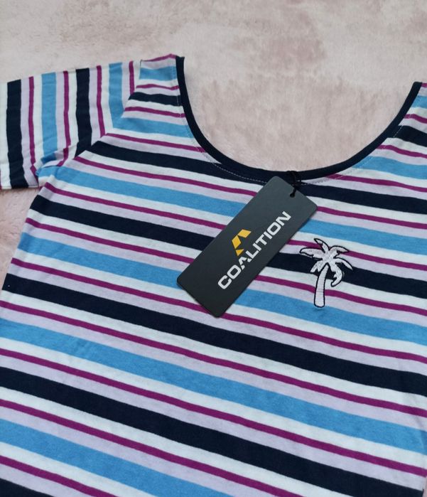 Bluzka NOWA koszulka, t-shirt w paski, prążki Diverse Coalition XS 34