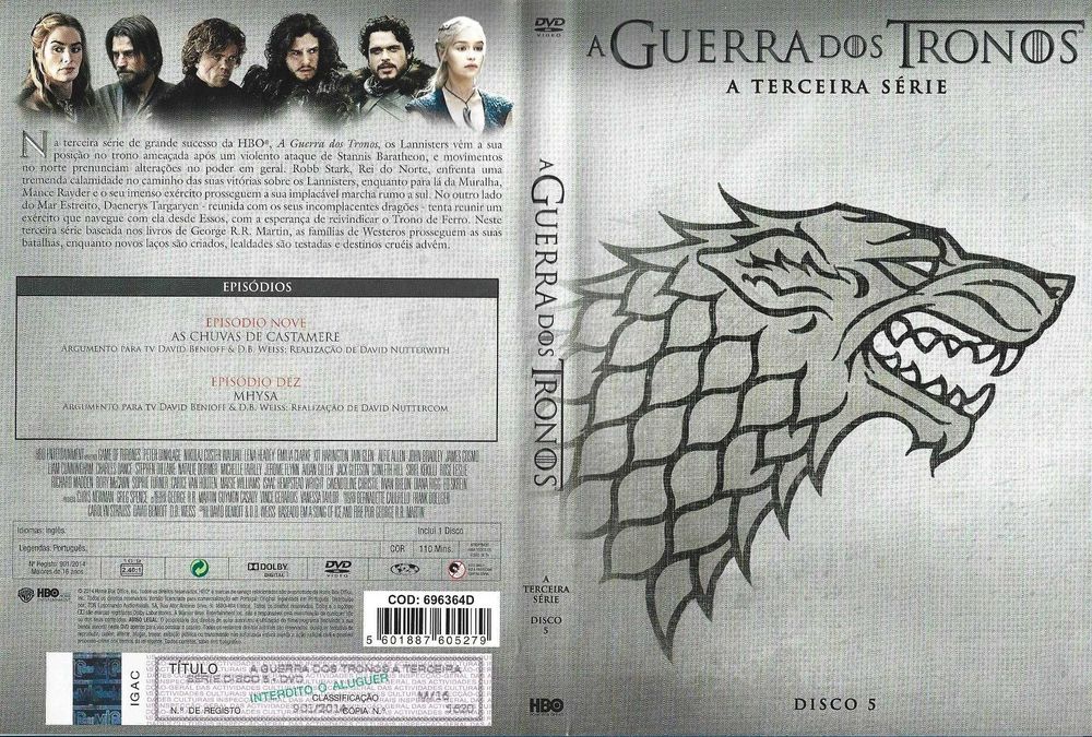 Guerra dos Tronos - - - 3ª Temporada - - - - - 5 X DVD