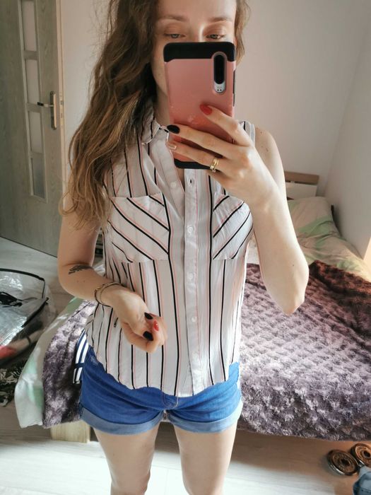 Tally Weijl, biała koszula w paski XS bez rękawów