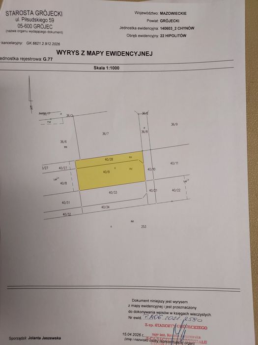 Działka budowlana we wsi Hipolitów gm. Grójec, bezpośrednio - Widok 6