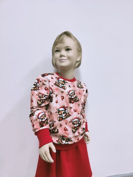 Świąteczny komplet dla dziewczynki bluzka czerwona spódniczka nowy 116