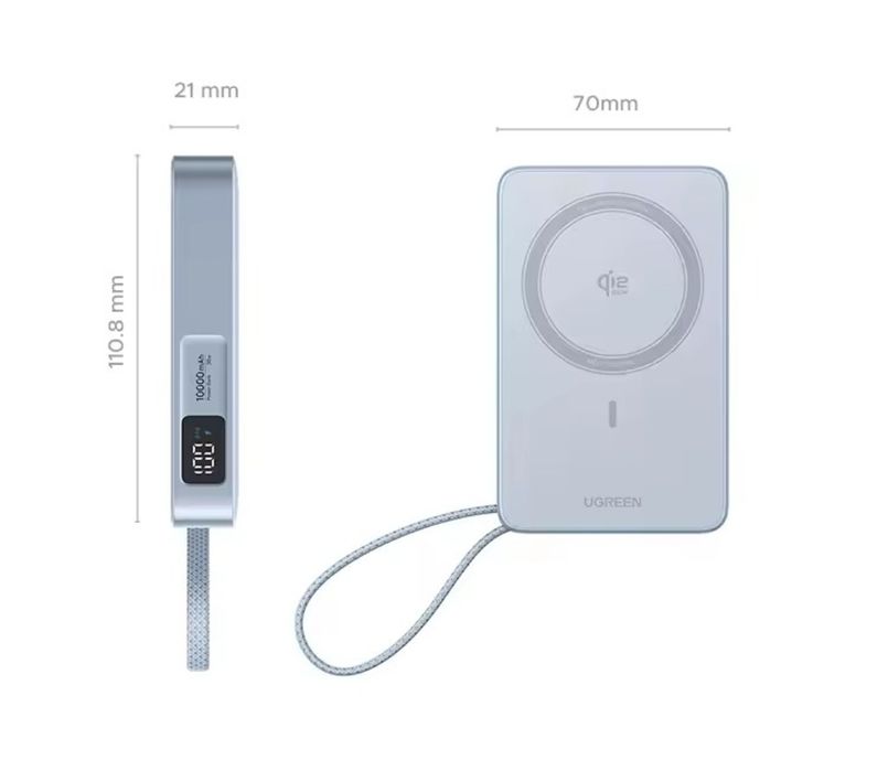 Беспроводной повербанк UGREEN MagFlow PB773 30W Qi2.2 MagSafe iPhone