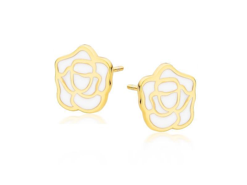 Pozłacane Kolczyki Celebrytki Kwiat Pączek Róży Z1764Eg_W