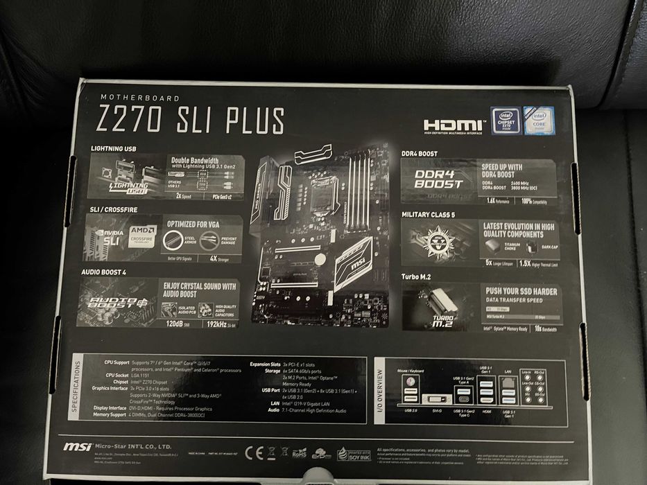 Płyta główna MSI Z270 Sli Plus +
DDR4 32GB + Intel i7-6700 4x3,20GHz