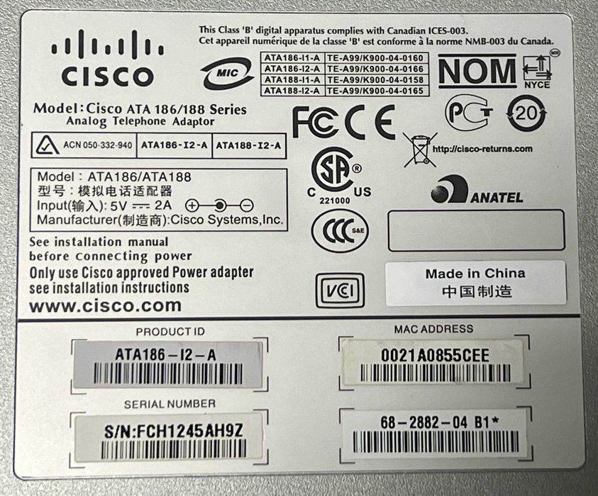 Cisco ATA 186 - USADO
