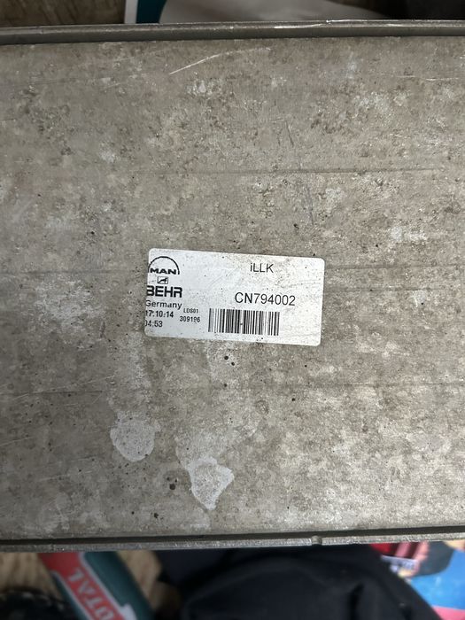 Теплообмінник , Інтеркулер MAN TGX TGA TGS євро 6 51095007168