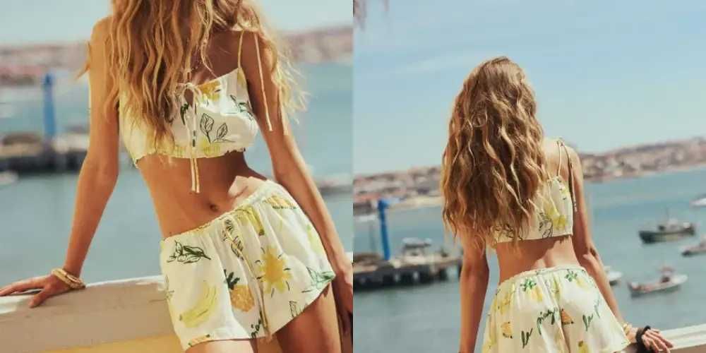Komplet top M z szortami S nowa kolekcja Lniany PROMOCJA H&M