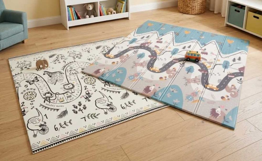 Mata Edukacyjna Piankowa Składana Dwustronna dla Dzieci Duża Gruba 180x200cm