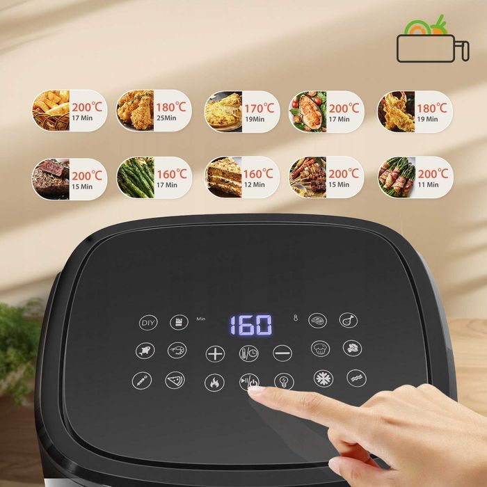 Frytkownica beztłuszczowa air fryer 1600W 6,5 l 10 programów  Aigostar