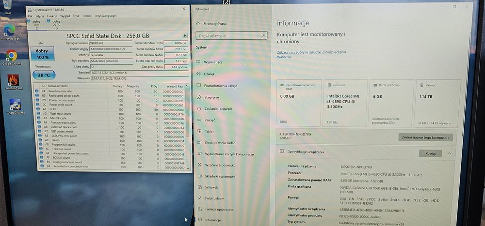 Komputer do Gier I5 8 GB GeForce GTX 1060 6GB SSD 250GB HDD 1TB 100%