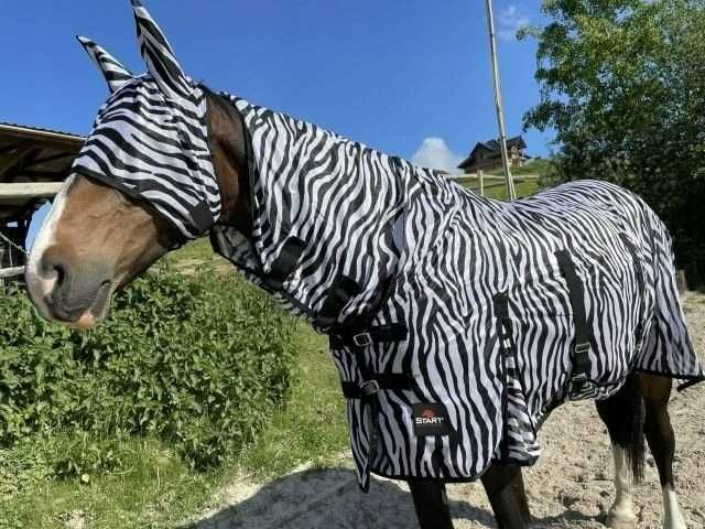 Derka siatkowa NA OWADY MUCHY dla konia ZEBRA + kaptur 135 na lato
