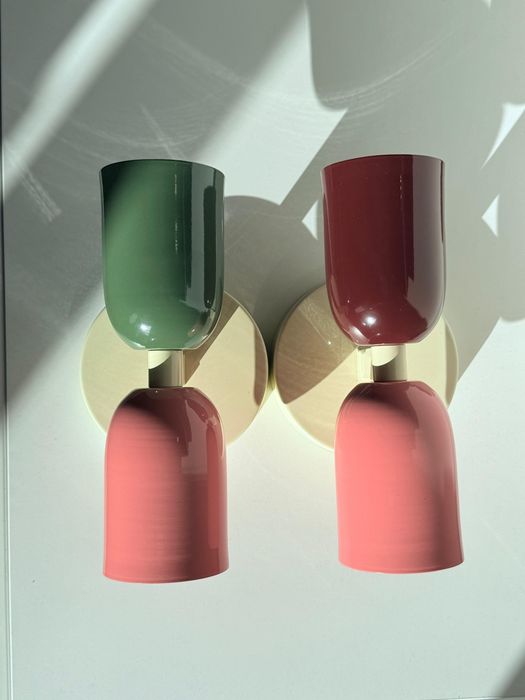 Zestaw dwóch kinkietów lamp ozdobny komplet na ścianę w stylu bauhaus