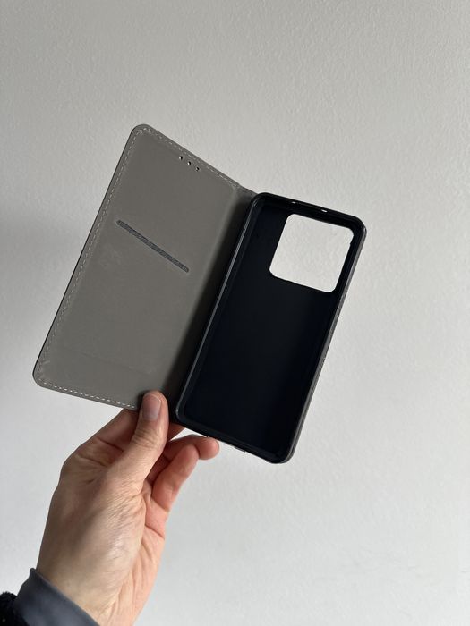 Etui zamykane smart magnet czarne + SZKŁO do Xiaomi 13T / 13T PRO