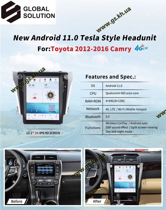 Штатная магнитола монитор Тойота Кэмри Toyota Camry 2012-2016