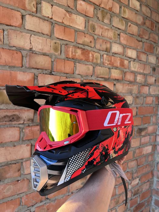 Мотошолом Ендуро Шлем Шльом Шолом Комплект Рукавиці баф  Мото